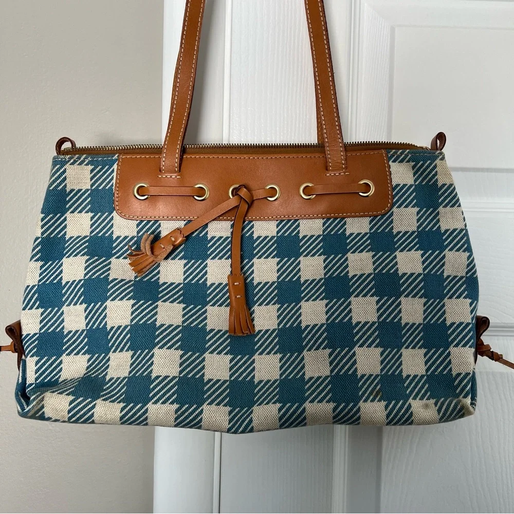 Dooney & Bourke vintage purse. Blue & white gingham - Picture 2 of 11